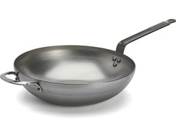 de Buyer Mineral B Wokpan 32 cm – Brede Bodem – Plaatstaal – PFAS-vrij – Geschikt voor Inductie – Made in France