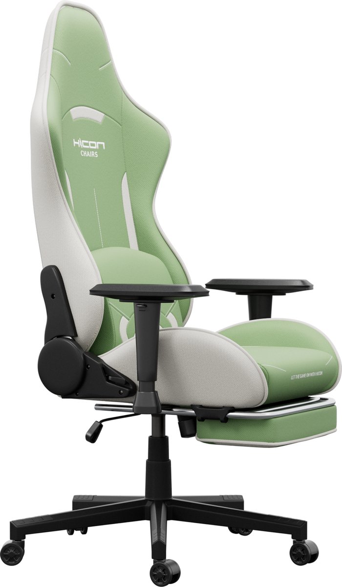 Afbeelding 3 van Gamestoel - Gaming Stoel - Gaming Chair - Game Stoel - HICON® Splendore - Stoffen - Groen