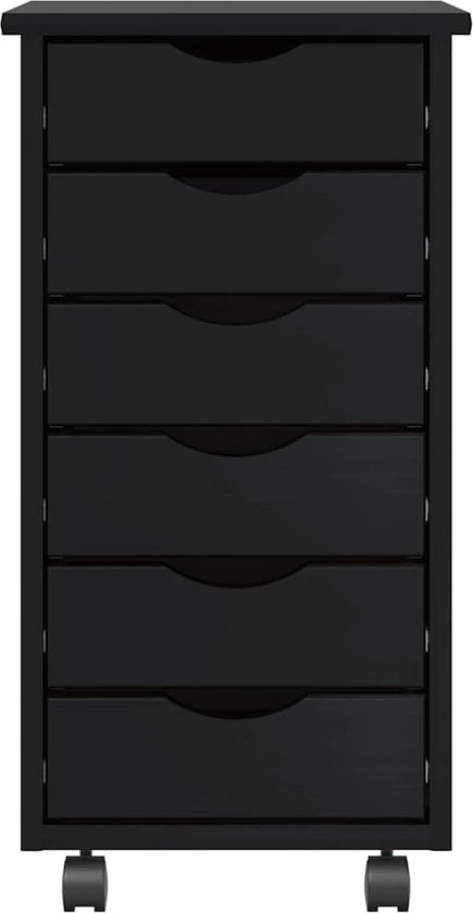 vidaXL Kast - Ladekast MOSS verrijdbaar massief grenenhout zwart