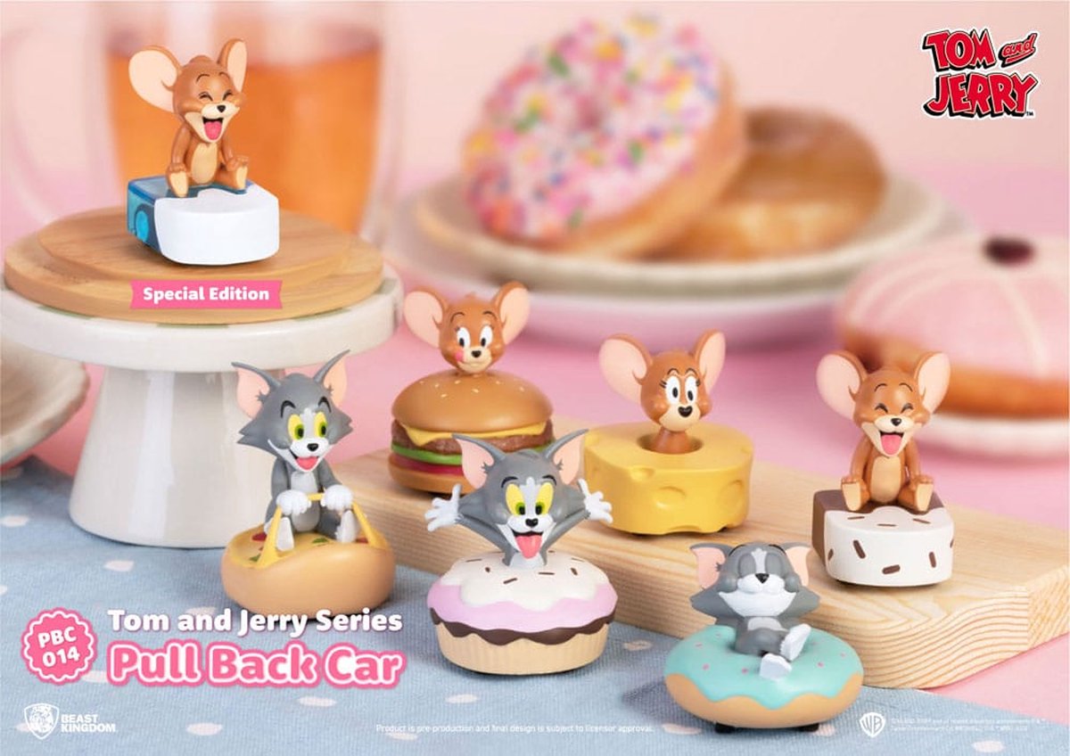 Beast Kingdom Toys Tom & Jerry Pull Back Cars Blind Box 6-Pack Action toys
