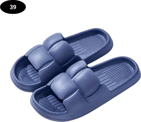 Chaussons de bain Femme Bovista - Confortable - Tongs - Sauna - Été - Bleu Marine - Taille 39