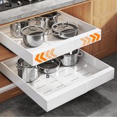 Tiroir Posity – Organisateur d'armoires de cuisine – Organisateur d'armoires/tiroirs d'évier – Coulissant et réglable (38-52 cm) – Télescopique – Wit