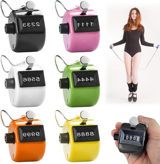 Leikurvo Handtellers, 8 stuks, metalen teller, klikkerteller, 4-cijferige teller voor personenteller, hoeveelheidenteller, rondenteller, breien, vingerteller, golf- en rijenteller, sport school