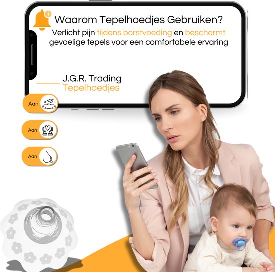 JGR - Tepelhoedjes - 2 Stuks - Contact Tepelbeschermer - Borstvoeding Aanlegproblemen. van JGR — afbeelding 2