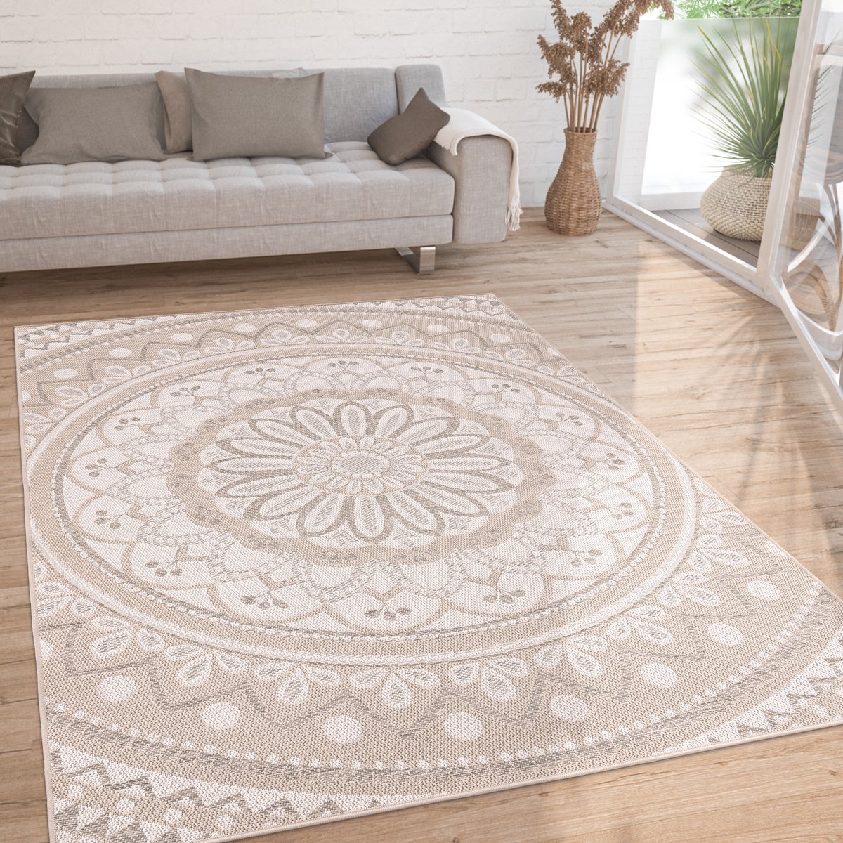 Flycarpets Binnen en Buitenkleed - Vloerkleed Brescs - Zand / Beige