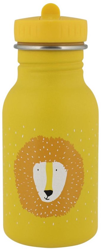 Trixie Drinkfles - Mr. Lion - RVS Waterfles voor kinderen - 350ml - Lekvrije Fles - Geel - Leeuw