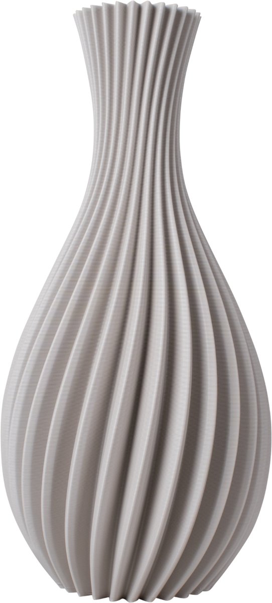 Slimprint Vaas ROSA, Greige, D19 x H40 cm, Decoratieve Spiraalvaas voor Droogbloemen, Gerecycled Biokunststof Taupe-grijs