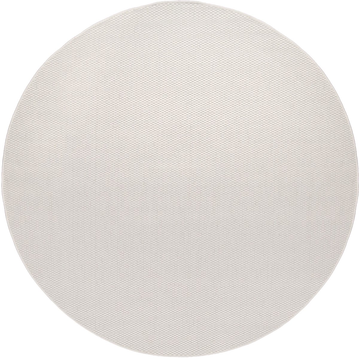 flycarpets Veniro Effen Binnen en Buitenkleed Crème / Wit - 80cm rond - Laagpolig Vloerkleed Buiten - Tuinkleed / Tuintapijt Creme