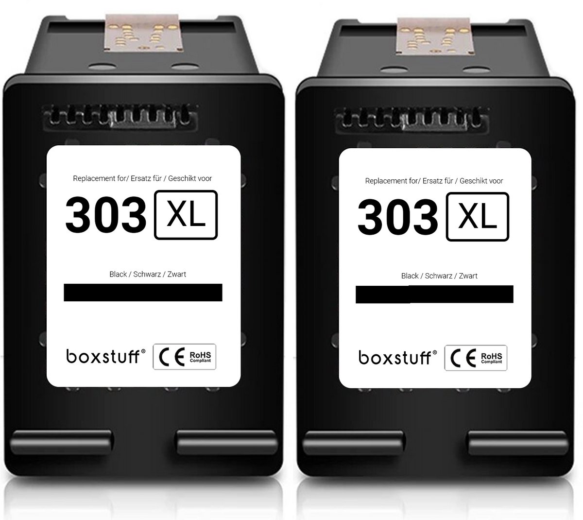 Boxstuff Inkt geschikt voor 303 XL - (T6N03AE) Compatibel met HP 303 / 303XL - Inkt Cartridge Zwart voor HP Deskjet / 1000 / 1010 / 1011 / 1015 / 1050 / 1051 / 1055 / 1056 / 1510 / 1512 / Envy Photo 6220 / 6230 / 7130 / 7134 Printer - Multipack Zwart