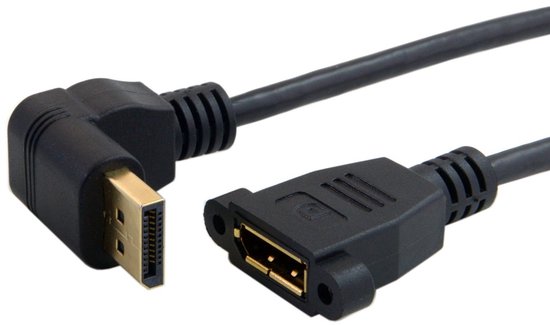 Cablecc DisplayPort DisplayPort mannelijk naar vrouwelijk 90 graden naar beneden gebogen verlengkabel DP-015-LIJST Left Angled Cablecc DisplayPort DisplayPort mannelijk naar vrouwelijk 90 graden naar beneden gebogen verlengkabel DP-015-LIJST Left Angled