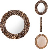 vidaXL Miroir en bois de teck - Ø60 cm - Cadre de branche Handgemaakt - Miroir