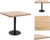 vidaXL Table de bistro - MDF avec motif grain de bois - Pieds en acier - Nettoyable - Marron clair et noir - 80x80x75 cm - Table