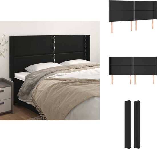 vidaXL Tête de lit - Accessoires de lit - 203x16x118/128 cm - Simili cuir Zwart - Partie de lit
