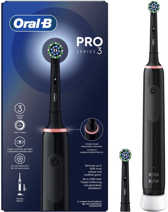 ORAL-B Pro3 3000 Cross Action - Elektrische Tandenborstel - 2 opzetborstels