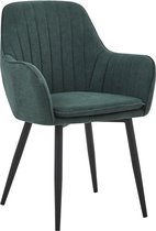 Colenis® - Chaise de salle à manger Lavinia - Set de 6 - Vert - Tissu en lin - Industriel - Avec accoudoir