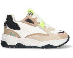 BunniesJR 225375-111 Jongens Lage Sneakers - Beige/Wit/Bruin/Geel - Leer - Veters