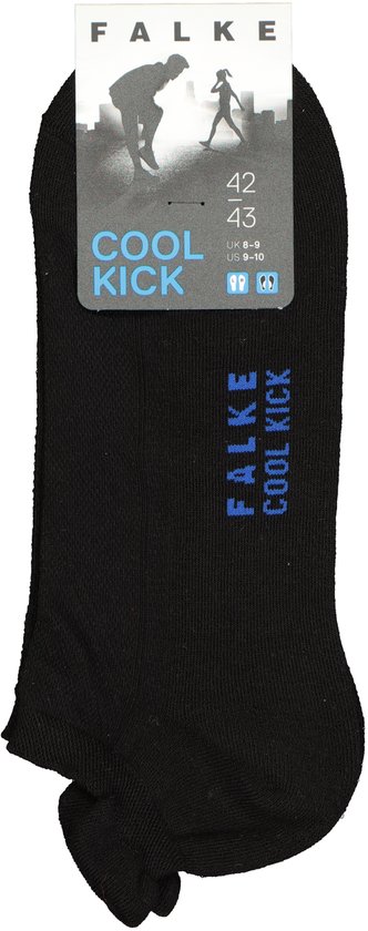 Zwarte Falke Cool Kick enkelsok met verpakking en informatie.