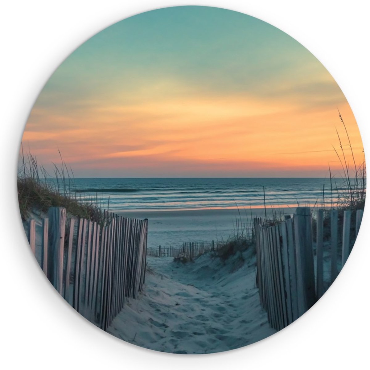 Saammp Forex Muurcirkel - Pad naar strand en zee - Duinen - Ø 50 - Wandcirkel - Wanddecoratie Cirkel - muurdecoratie Woonkamer - Slaapkamer decoratie - Rond Schilderij