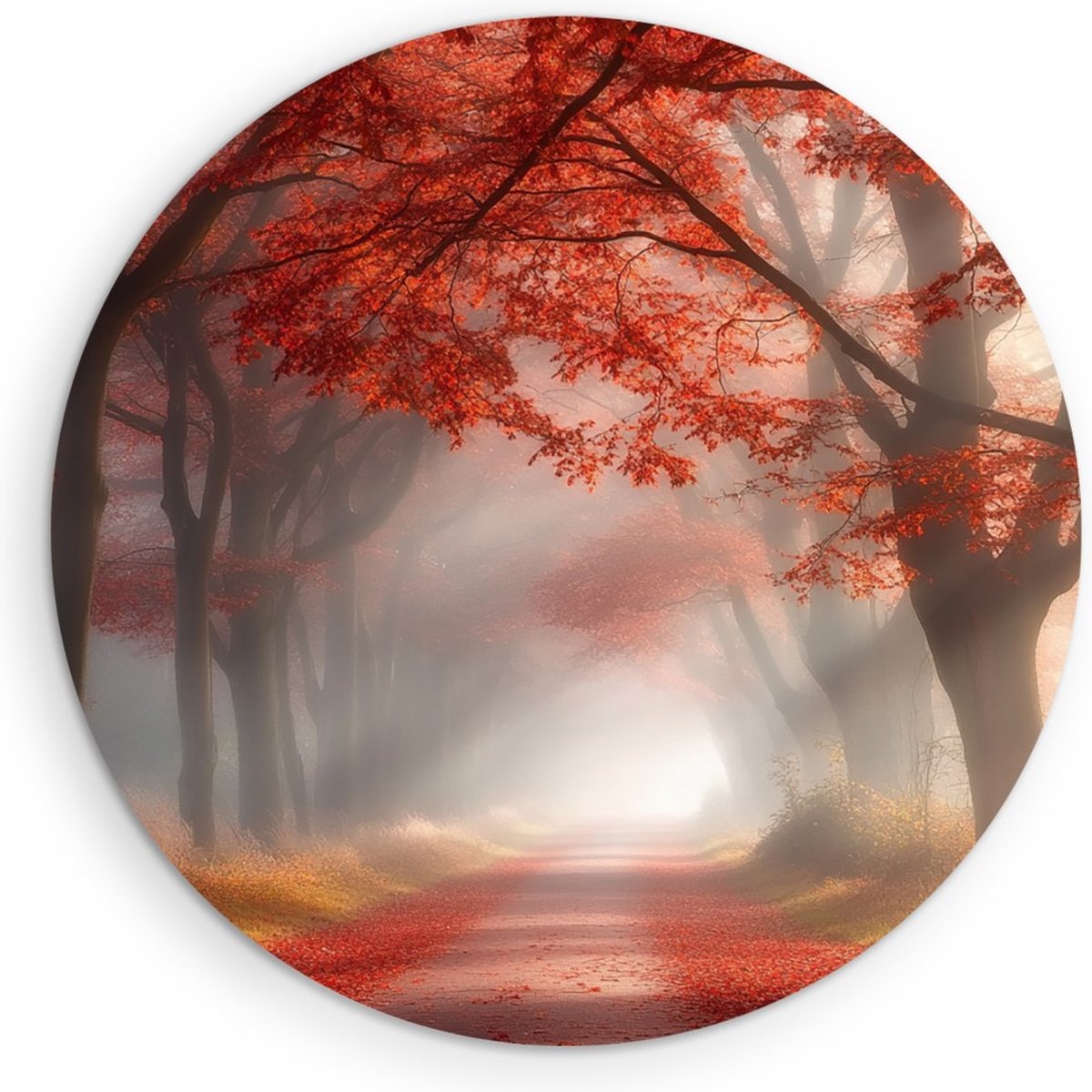 Saammp Muurcirkel Hout - Natuur - Boot tussen de bergen - landschappen - Ø 60 - Wandcirkel - Wanddecoratie Cirkel - Muurdecoratie Woonkamer - Slaapkamer decoratie - Rond Schilderij