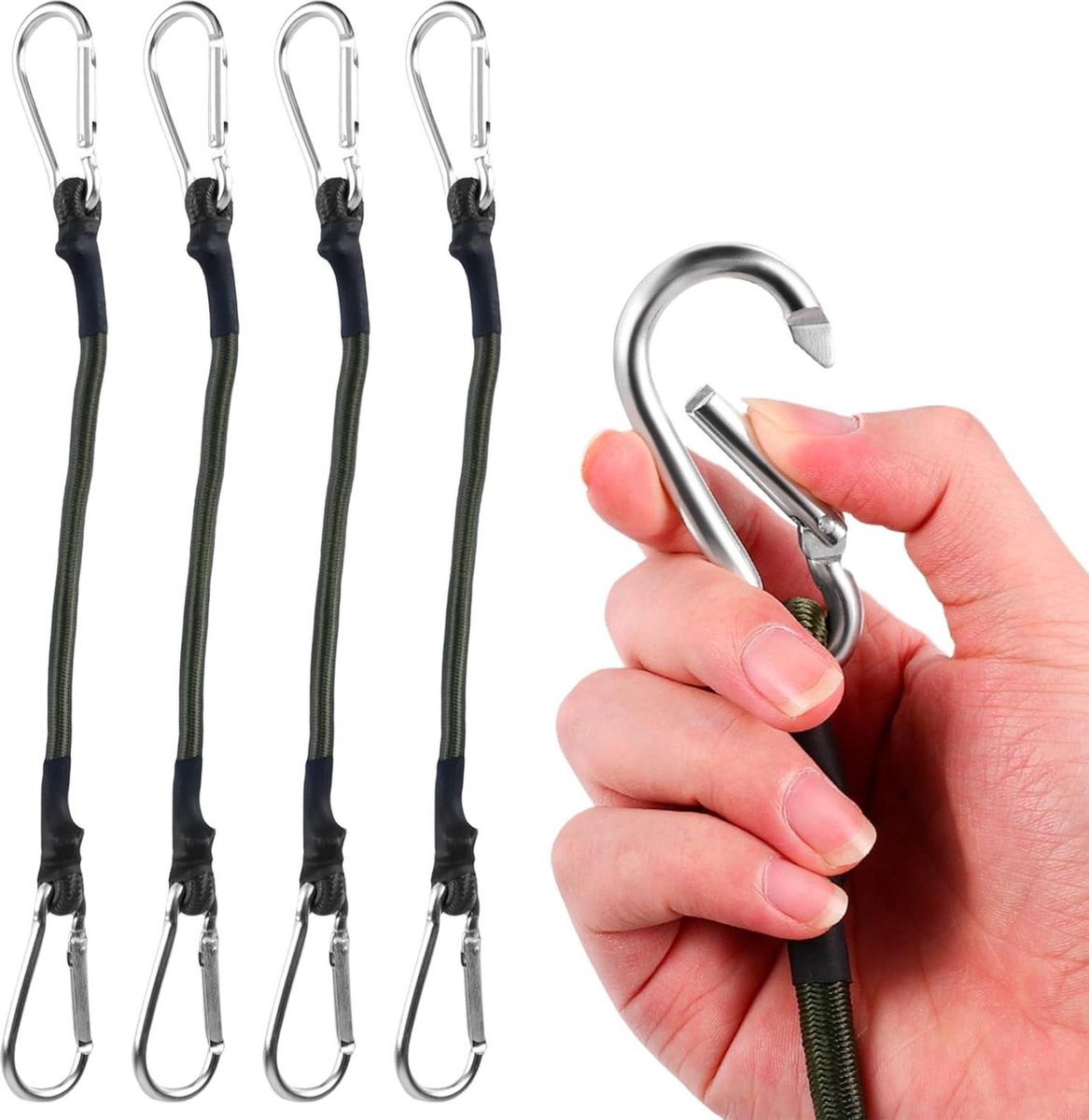Spanrubber met haken (30 cm) - Rubberen touw 8 mm - Outdoor bungee-koorden - Expander met haak - Voor zonnezeilen tarps tuin fiets auto lading .