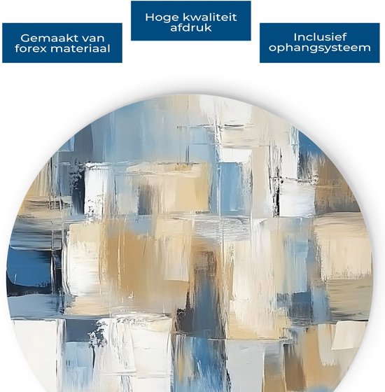 Cercle mural Forex Saammp - Rayures Blauw - Œuvre abstraite - Ø 80 - Cercle mural - Cercle de Décoration murale - Décoration murale salon - Décoration chambre - Peinture ronde