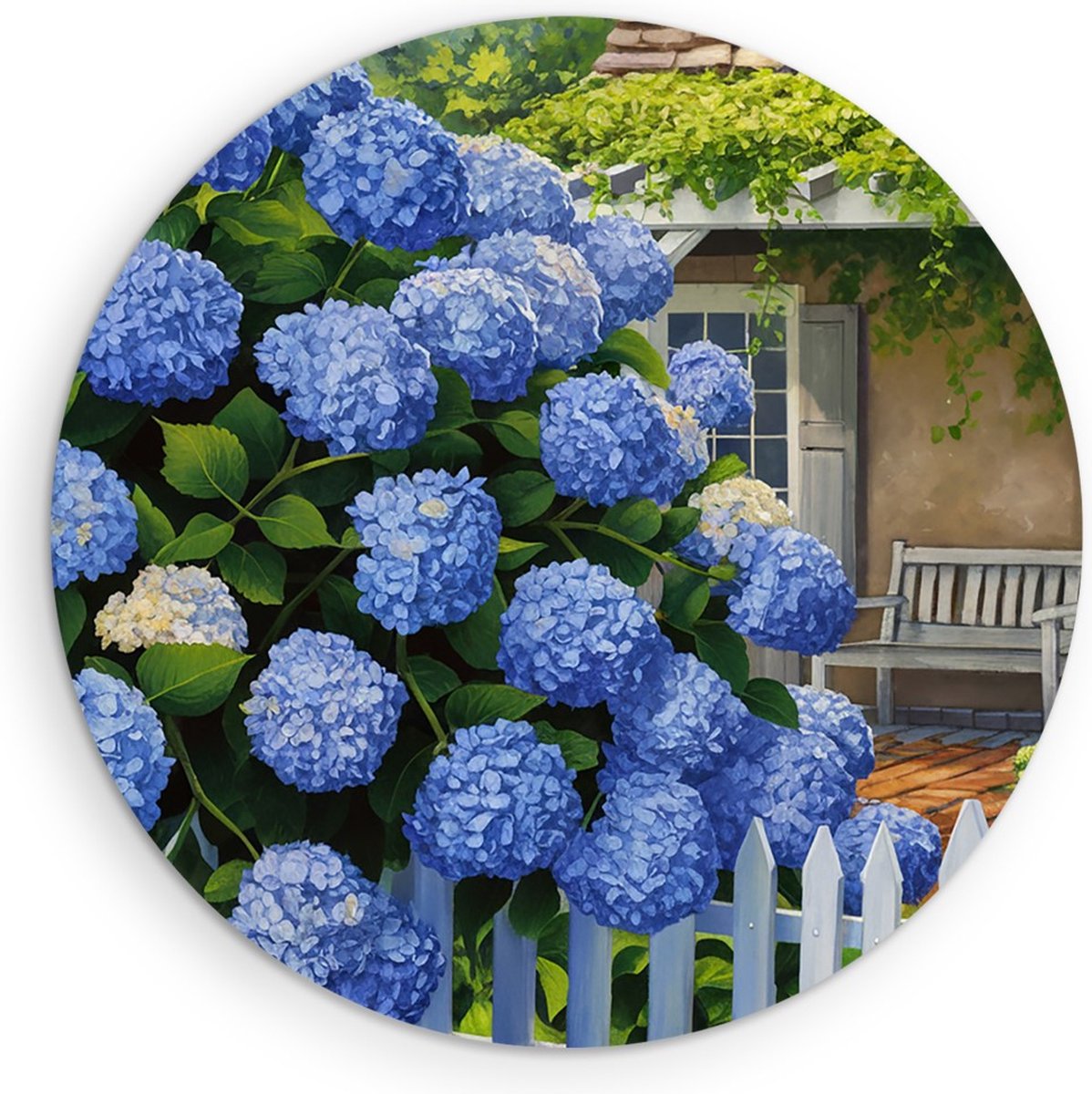 Saammp Forex Muurcirkel - blauw - Abstract - Bloemen - Natuur - Ø 80 - Wandcirkel - Wanddecoratie Cirkel - Muurdecoratie Woonkamer - Kantoor Decoratie