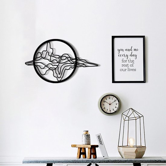 Wanddecoratie van metaal, 4 stuks, bergen en bossen, voor huis