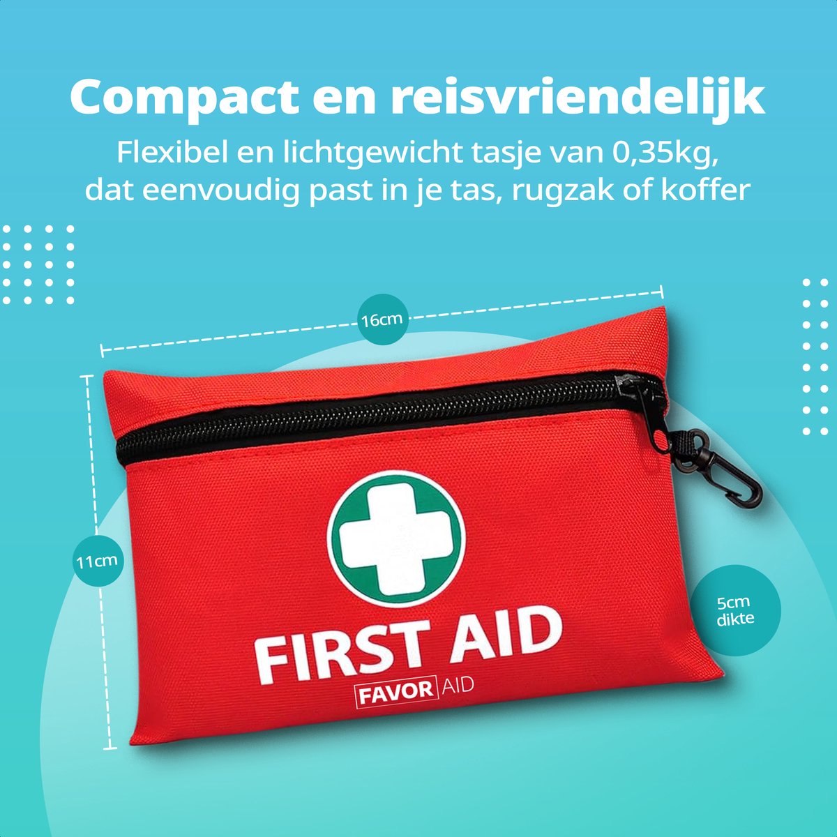 FavorAid 110-delige EHBO kit - ehbo koffer - verbanddoos - verband - noodpakket - ehbo voor Thuis, Auto en Reis - First aid kit met pleisters - verbandtrommel – foto 7