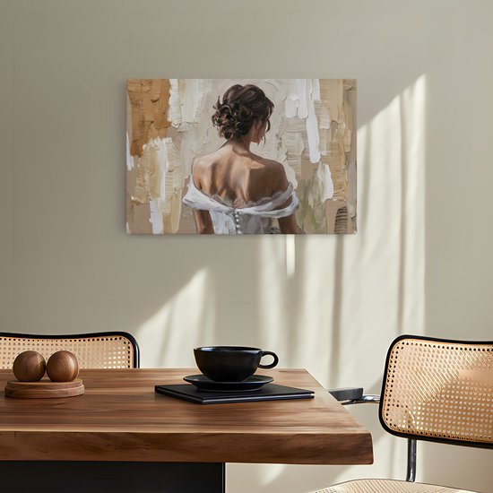 Tableau sur toile Saammp - Femme - Art - Beige - abstrait - 40x30 - Photo sur toile - Décoration murale - Décoration murale Salon - Décoration chambre - Impression sur toile