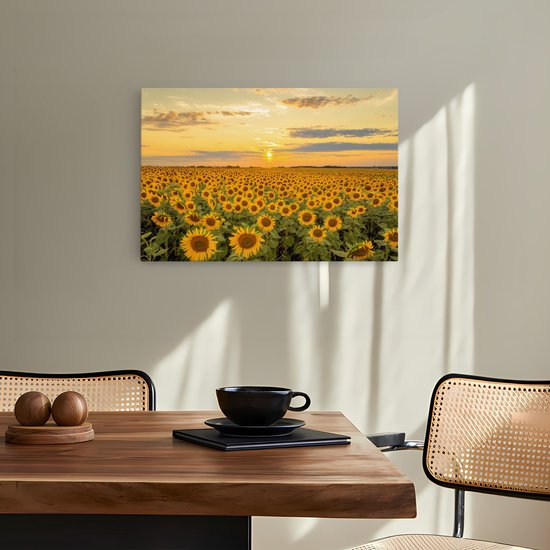 Tableau sur toile Saammp - Champ de tournesols - Paysage - Nature - 150x100 - Photo sur toile - Décoration murale - Décoration murale Salon - Décoration chambre - Impression sur toile