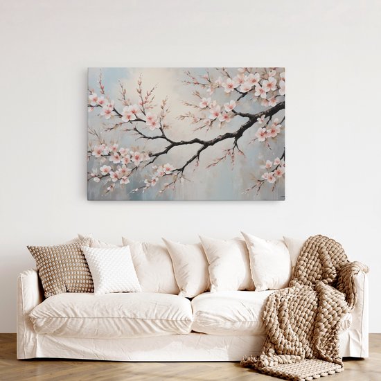 Tableau sur toile Saammp - Fleur rose sur branche - Abstrait - 50x40 - Photo sur toile - Décoration murale - Décoration murale murale Salon - Décoration bureau