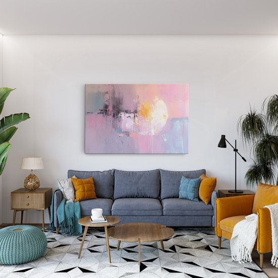 Tableau sur toile Saammp - Rose - pastel - Abstrait - 100x75 - Photo sur toile - Décoration murale - Décoration murale Salon - Décoration chambre - Impression sur toile