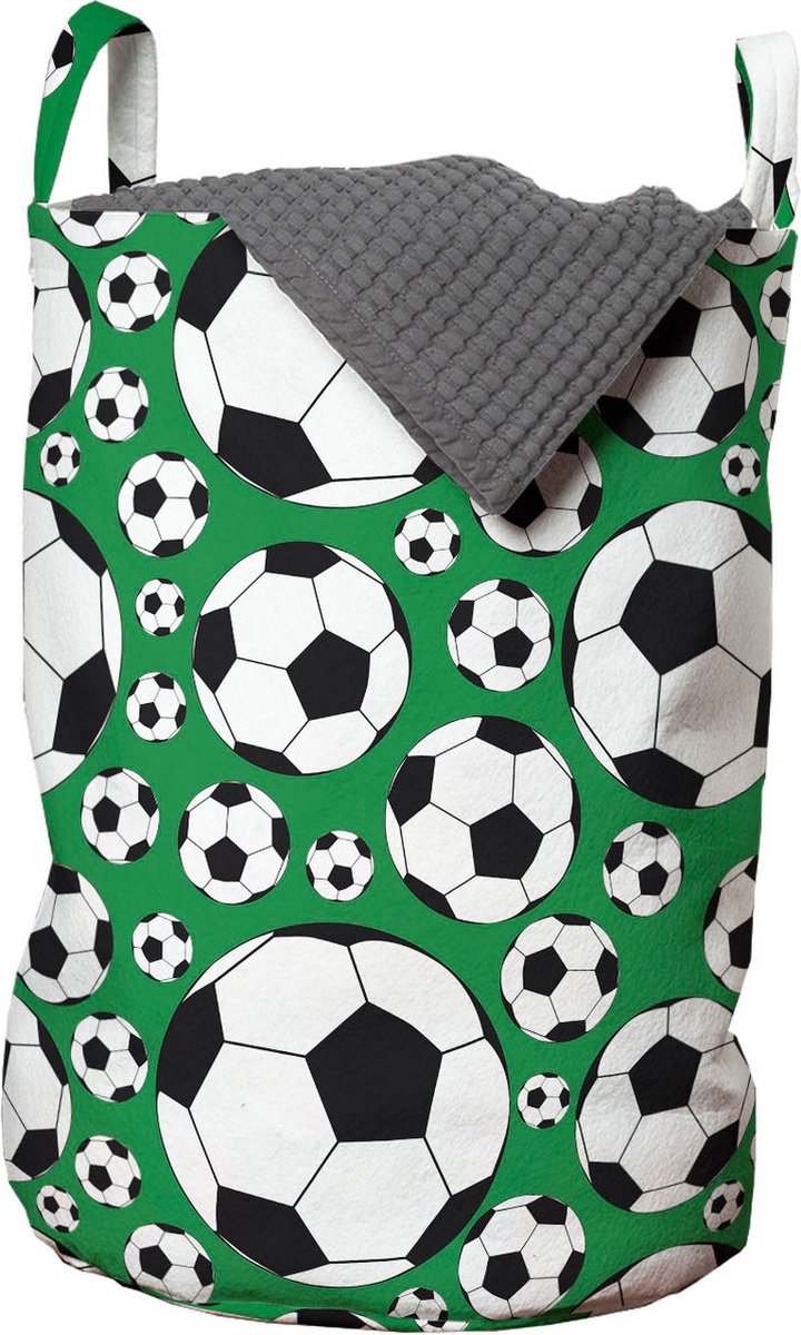 New Bed, Opbergmand kinderkamer Voetbal Sport Motief met Handvatten en Koordsluiting, Speelgoedmand kinderen - Speelgoedkist- Wasmand Kinderkamer - Wasbox - 33 x 48 cm