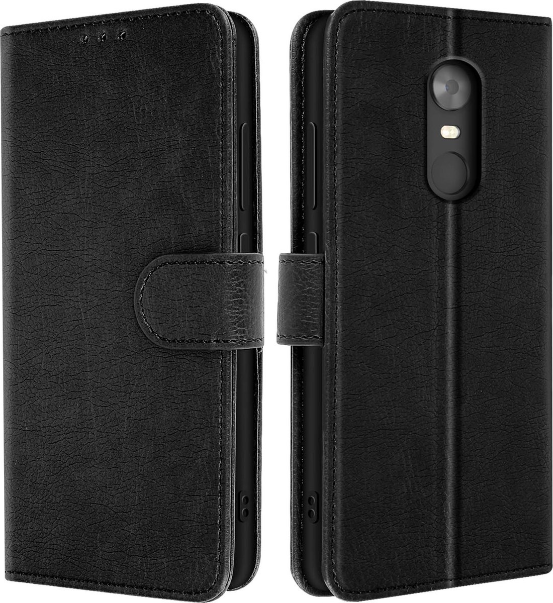 Avizar Hoesje Geschikt voor Xiaomi Redmi 5 Clamshell Portemonnee en Videohouder, Zwart