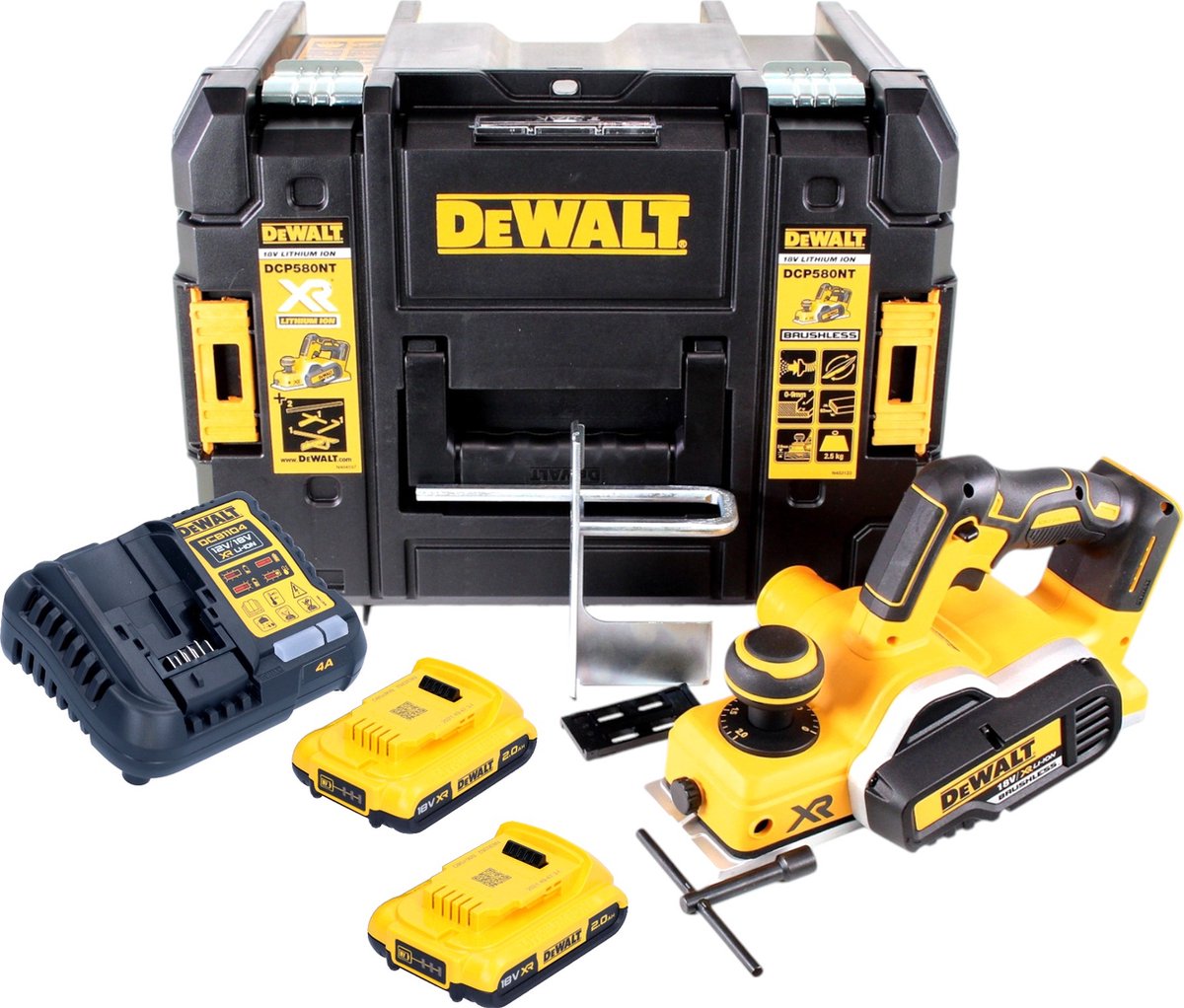 DeWalt DCP 580 D2 accu-schaafmachine 18 V 82 mm + 2x accu 2,0 Ah + oplader + TSTAK