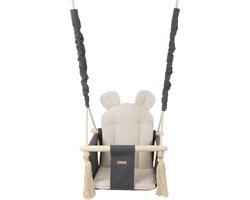 Baby schommel van hout - grijs/beige - tot 20 kg - stijlvol en veilig