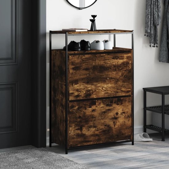 Meuble à chaussures vidaXL - Chêne fumé - 75 x 34 x 112 cm - Étagère à Étagères à chaussures - Rangement à chaussures
