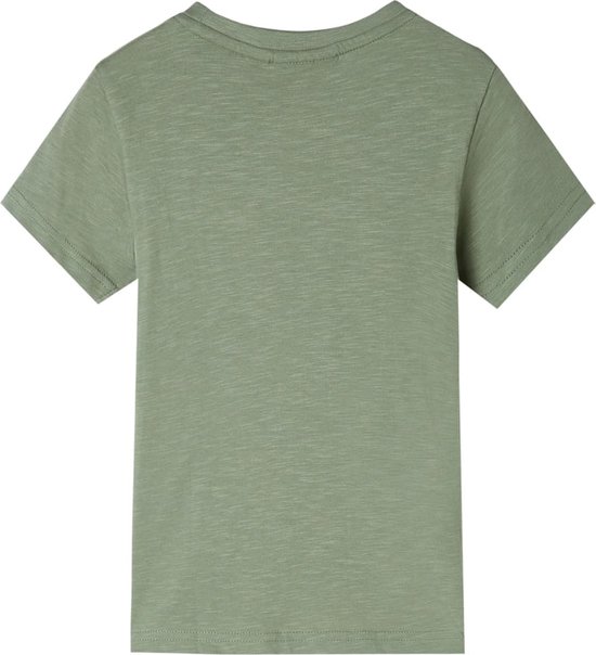 Kindershirt korte mouwen 104 - Lichtkaki - Dinosaurus