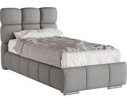 GEPOLSTERD BED Bliss 90 x 200 cm met opbergruimte, lattenbodem en Pocketveringmatras H3 (19 cm hoog)