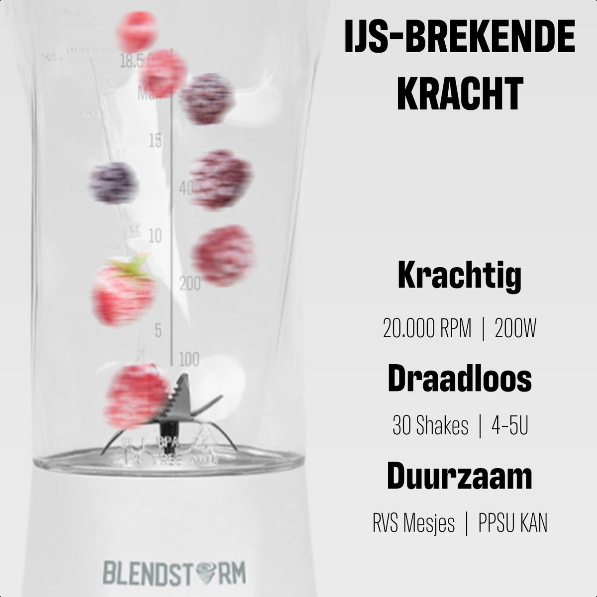 BlendStorm® Draagbare Blender Premium - Draadloze Blender - Draadloos - Blenders - Blender To Go - 6 Mesjes - Mini Blender - Smoothie Maker - Juicer - Keukenmachine - USB Oplaadbaar - 700 ml - Wit – foto 4