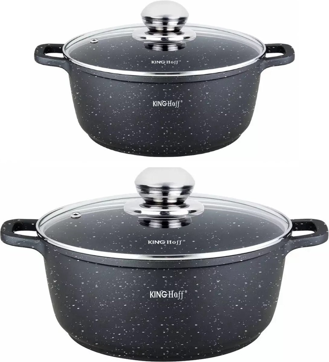 2 Kleine Braadpannen - met Aromaknop - 16 en 20 cm - 1.3 en 2.3 liter