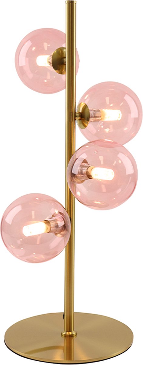 Olucia - Design tafellamp roze, Remo, met schakelaar - Vorm: Rond