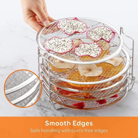 5-laags Airfryer Rack, Dehydrator Rack, Compatibel voor Foodi Stapelbare Dehydrator Racks, Food Grade RVS Airfryer Stand, Air Fryer Accessoires