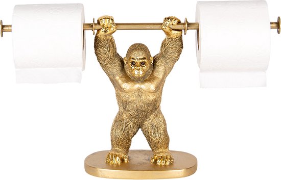 WallCharmers Gold Paper Towel Holder, Metal Toilet or Kitchen Paper Holder for Floor or Countertop, Dog Golden