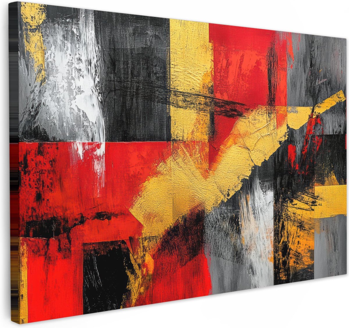La'Moussawi ® Moderne en Stijlvolle Canvas Wanddecoratie voor Elke Kamer, 120 x 80 cm, Abstracte Kunst in Goud en Zwart
