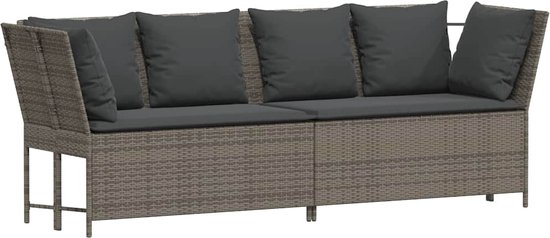 vidaXL - Banc de jardin - avec - coussins - poly - rotin - gris