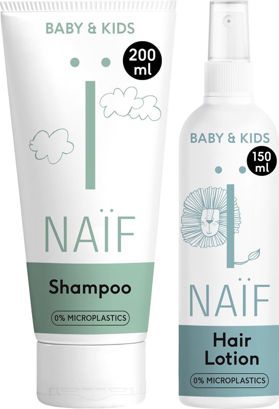 Shampooing et lotion capillaire Naïf les cheveux - Bébé et enfants - Pack économique - 2 pièces