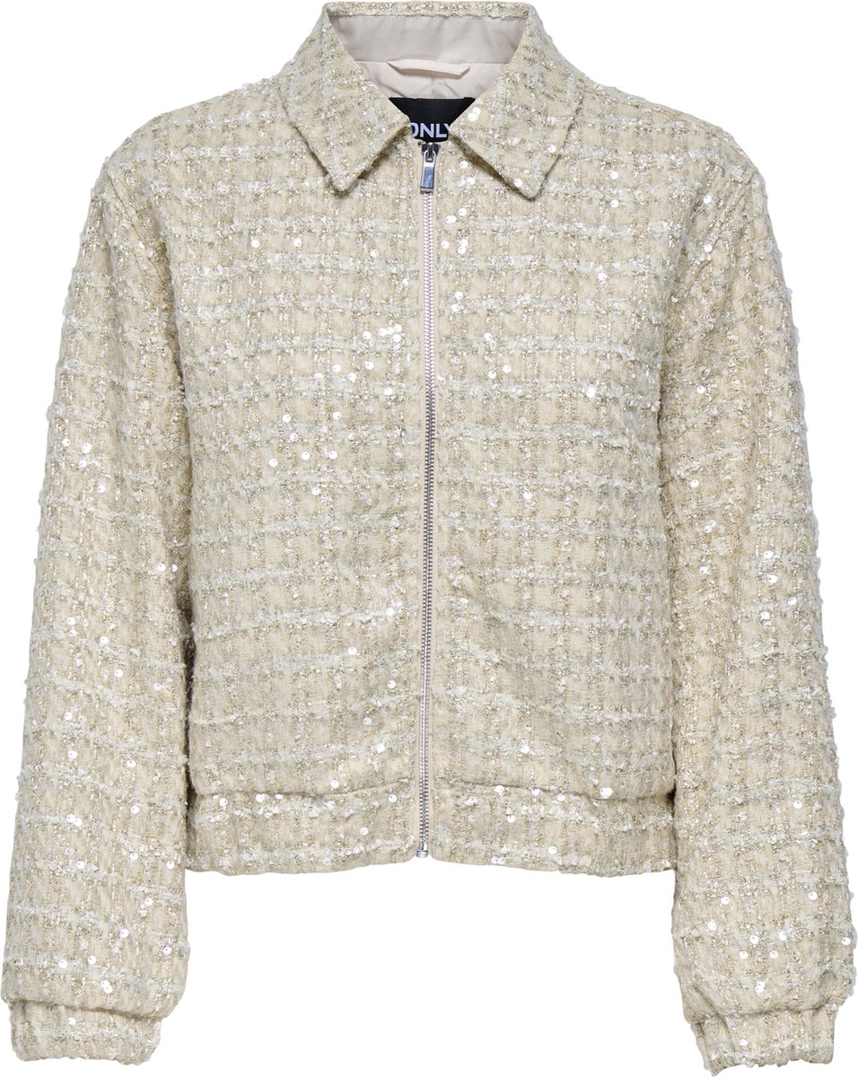 Only Jas Onlsigne Sequin Boucle Jacket Otw 15356905 Pumice Stone Dames Maat - L
