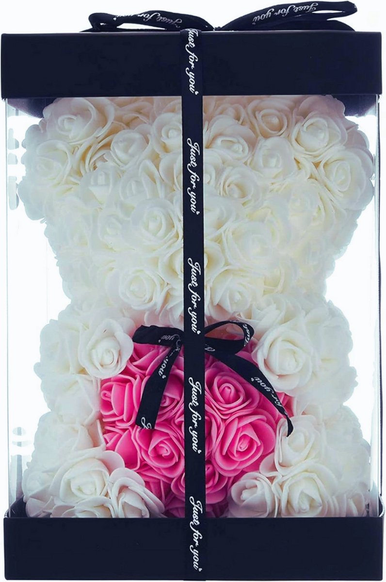 Unieke Handgemaakte Rozenbeer - 10 Inch Witte Teddy Bear In Geschenkdoos - Perfect Verjaardagscadeau Voor Moeder - Meisjes En Je Geliefde