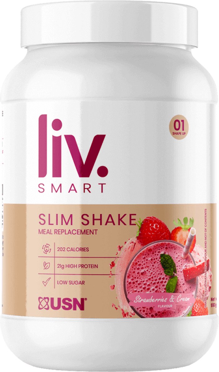 USN Liv.Smart Slim Shake (550g) Strawberry - Eiwitten - Maaltijdvervangers